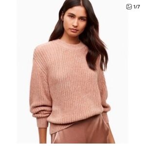 Aritzia Wilfred Salette Chenille light pink sweater